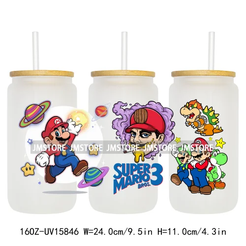 Retro Game Super Hero Princess UV DTF Cup Wraps Ready To Apply Waterproof Transfer Stickers For 16OZ Libbey Glass Can Tumbler