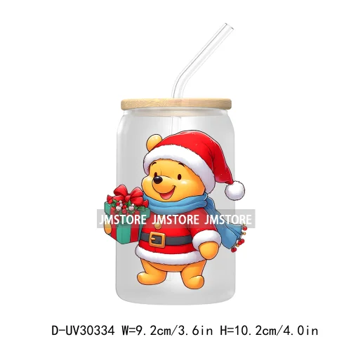 Merry Christmas Cartoon Mouse And Friends UV DTF Transfer Stickers Decals For Libbey Cold Cups Mugs Tumbler Xmas Bear Candy Cane