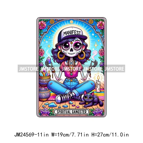 Funny Mexican Evil Eye Chismosa La Chigona Latina Skeleton Tarot Card Logos Iron On DTF Heat Press Transfer Stickers For Clothes