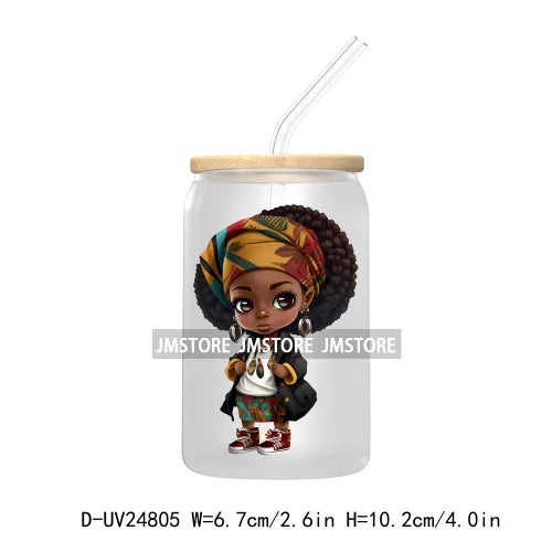 Cute Little Black Boy Girl UV DTF Transfer Stickers Decals For Libbey Cold Cups Mugs Tumbler Waterproof DIY Craft Cool Afro Kids