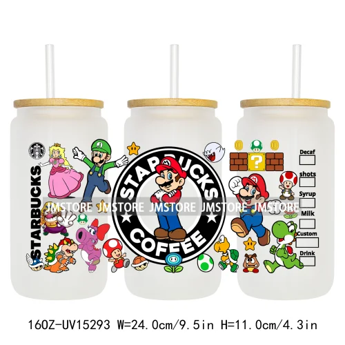 Trendy Cartoon Friends Coffee 16OZ UV DTF Cup Wraps Ready To Apply Waterproof Transfer Stickers For Libbey Glass Can Tumbler