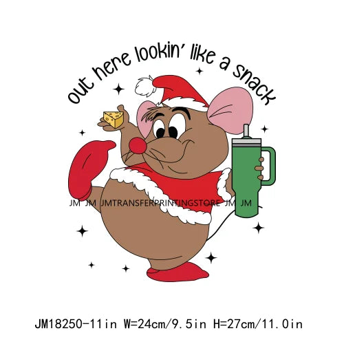 Funny Mouse Princess Christmas Designs Looking Like A Snack Gus Christmas Heat Transfer Stickers Ready To Press For Clothes Bags