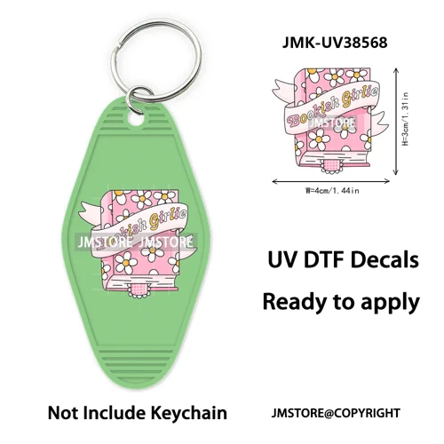 Back To School Teacher Coquette Bow UV DTF Motel Keychain Wraps Ready To Apply Waterproof High Quality Hotel Keychain Decals