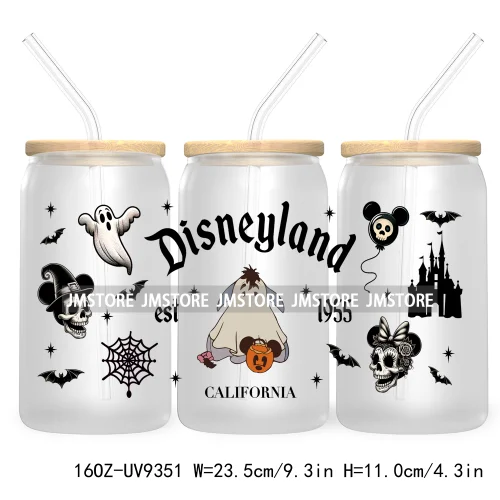 Halloween Mouse And Friends UV DTF Sticker For 16OZ Libbey Glass Cup Can Wrap Transfer Stickers Custom Labels Logo Spooky Vibes