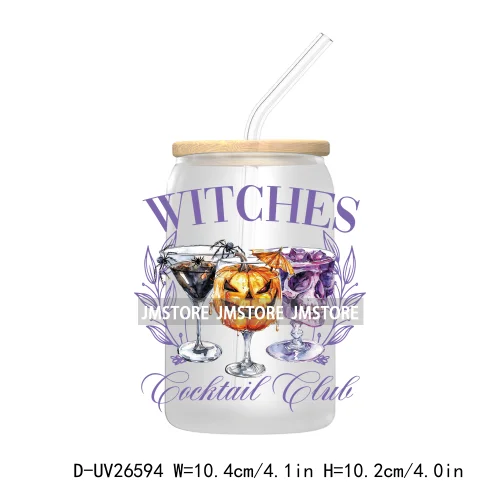 Spooky Witch Halloween UV DTF Transfer Stickers Decals For Libbey Cold Cups Mugs Durable Waterproof Custom Labels Fall Season