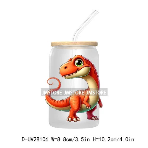 Cute Baby Dinosaur Kids Gift UV DTF Transfer Stickers Decals For Libbey Cold Cups Mugs Tumbler Waterproof Craft Cartoon Animals