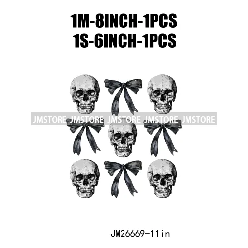 New Halloween Skeleton Ghost Coquette Bow Witch Hats Pumpkin Designs DTF Iron On Transfers Stickers Ready To Press For Hoodies