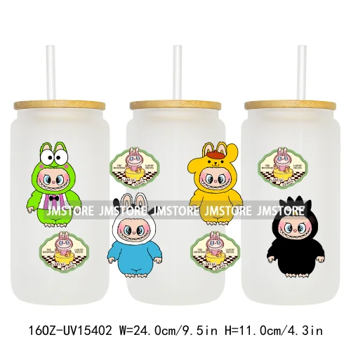 Hot Sale Cute Cartoon Monsters UV DTF Wraps Transfer Sticker DIY Custom Prints High Quality For 16OZ Libbey Glass Can Tumbler