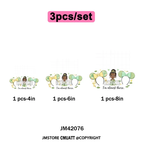 Cute Girls Coquette Magic Kingdom Mouse Ears Cartoon Quotes Iron on DTF Washable Transfers Stickers Ready to Press for T-shirts