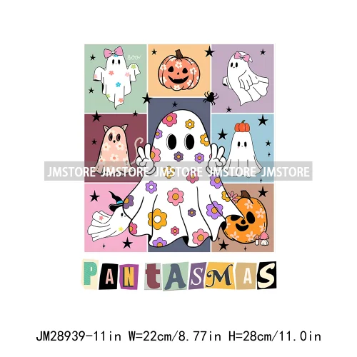 Funny Pan Tasmas Spooky Mexican Ghost Coquette Bow Halloween Concha Iron On DTF Heat Press Transfer Stickers Design For Clothes