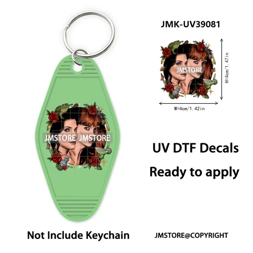 Halloween Horror Movies Witch Girl UV DTF Motel Keychain Decal Ready To Ship Durable Transfer Stickers Prints For Hotel Keychain