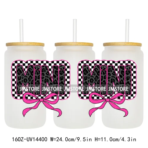 Retro Mama Coquette Bow UV DTF Stickers Ready to Transfer Cup Wrap Custom Labels DIY Craft For Libbey Can Glass Tumblers Mugs