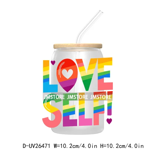 LGBT Quotes UV DTF Transfer Stickers Decals For Libbey Cold Cups Mugs Tumbler Waterproof DIY Custom Logo Labels Rainbow Pride