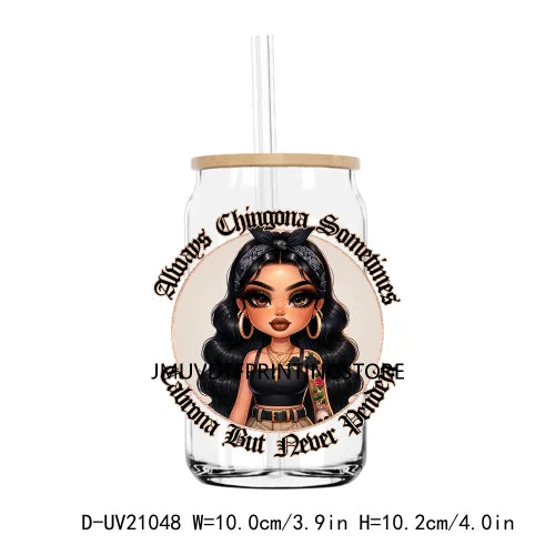 Mexican Latina Mama Chicano Cartoon Girls UV DTF Transfer Stickers Decals For Libbey Cold Cups Mugs Tumbler Waterproof DIY Logo