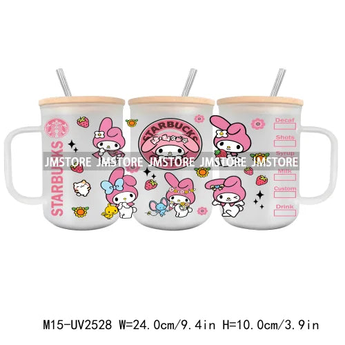 Cartoon Baby Little Princess UV DTF Glass Can Wrap For 15OZ Mug Glass Cup Transfer Stickers DIY Custom Logo Labels Magic Kingdom