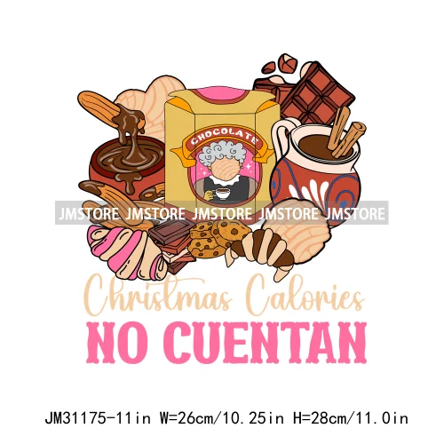 Funny Tis The Season Mexican Chocolate Pink Christmas Pan Dulce Spanish Iron On DTF Transfer Stickers Ready To Press For Clothes