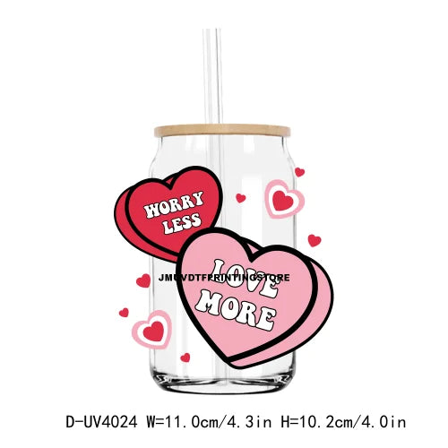 Love Is All You Need 16OZ UV DTF Cup Wrap Transfer Sticker Valentine's Day Custom Label DIY Waterproof Logo For Libbey Glass Can