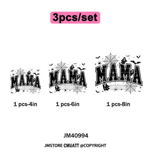 Leopard Checkered Spooky Mama Ghost Halloween Letters Preppy Halloween Iron on DTF Transfer Stickers Ready to Press for T-shirts