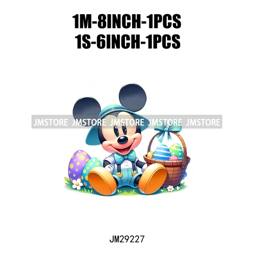 Cartoon Easter Mouse Egg Flowers Iron On DTF Transfers Stickers Ready To Press For Sweatshirt Bags