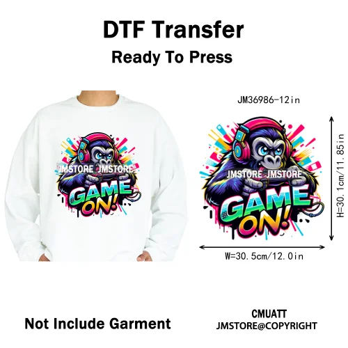 12in Graffiti Gangster Hip Hop Gorilla Life Is Better With Bulldog Iron on DTF Heat Transfer Sticker Ready to Press for Hoodies
