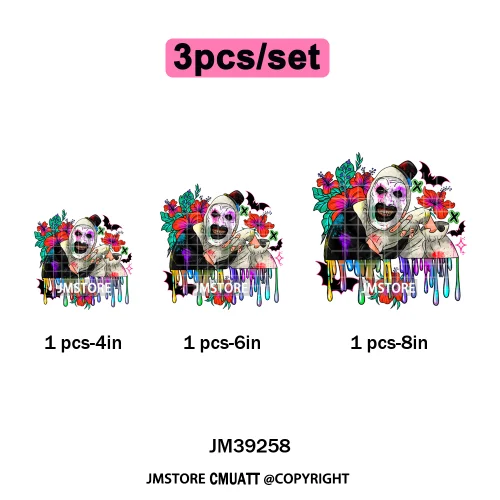 Trendy Margaritas Scary Movie Halloween Monsters Season Iron on DTF Washable Heat Transfers Stickers Ready to Press for Hoodies
