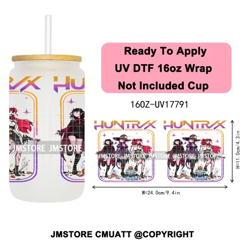 Kpop Halloween Spooky Ghosts Anime Lover 16OZ UV DTF Cup Wraps Ready To Apply Waterproof Transfer Stickers For Libbey Glass Can