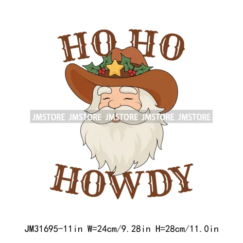 Groovy Meowy Christmas Happy Dog Cat Western Santa Howdy Ho Ho Ho Iron On DTF Transfers Stickers Ready To Press For Sweatshirts