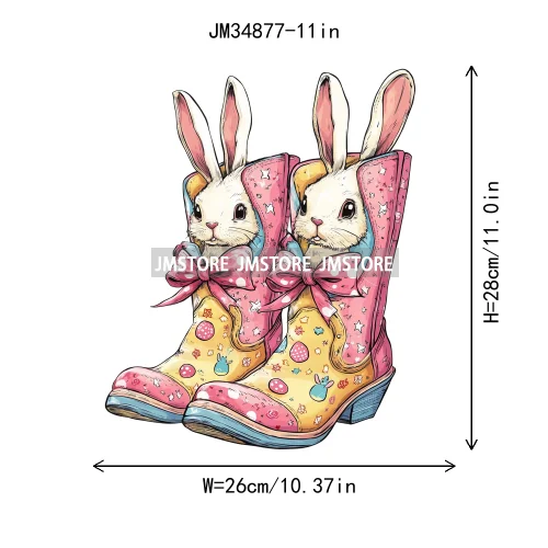 Colorful Howdy Cowboy Boots Western Easter Vibes He Is Risen Cross Bunny Iron On DTF Transfer Sticker Ready To Press For Clothes