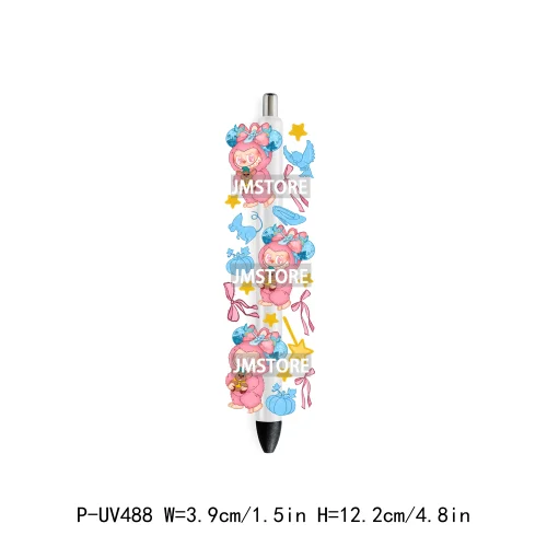 Cute Cartoon Monsters Character Kids UV DTF Pen Wraps Ready To Apply Transfer Stickers Waterproof Prints Durable Custom Labels