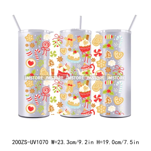 Girly Holiday Christmas Trees 20OZ Tumbler Wraps Ready To Ship UV DTF Transfer Stickers Waterproof Prints For Skinny Tumbler