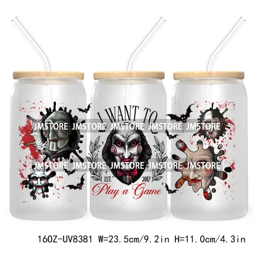 Spooky Vibes Coffee 16OZ UV DTF Cup Wrap Transfers Stickers Custom Labels Durable Waterproof Logo For Libbey Glass Can Halloween