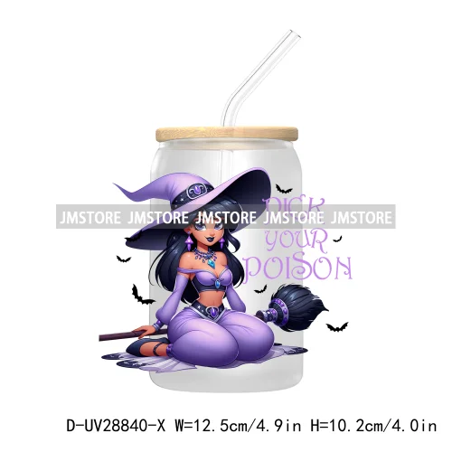 Cartoon Princess Couple Halloween Double Trouble UV DTF Transfer Stickers Decals For Libbey Cold Cup Mug Tumbler Waterproof Logo