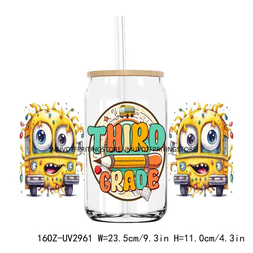 Back To School Grade Kindergarten 16OZ UV DTF Cup Wrap Transfers Stickers Custom Labels DIY Waterproof Logo For Libbey Glass Can