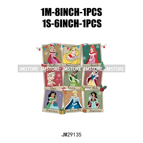 Cartoon Princess Jolly Tis The Season Christmas Party Best Day Ever Iron On DTF Transfers Stickers Ready To Press For T-shirts