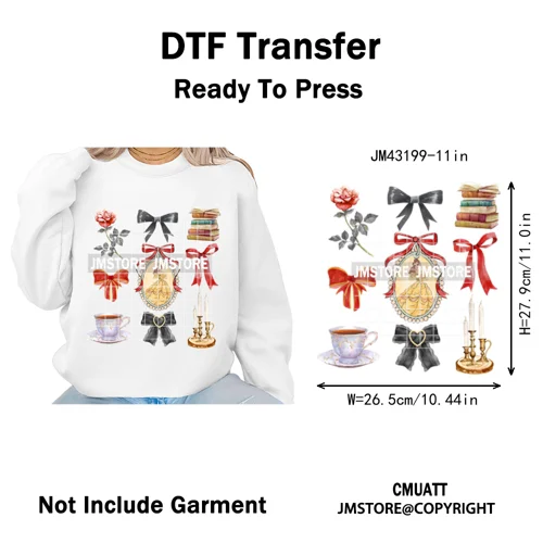 Colorful Girly Coquette Cartoon Princess Family Trip Iron on Washable DTF Heat Transfers Stickers Ready to Press for Clothing