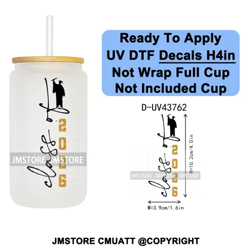 My Last First Day Senior 2026 UV DTF Cup Decals Ready To Apply Transfer Stickers Durable Custom Labels For Libbey Glass Can Mug