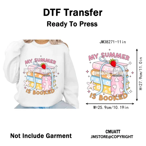 Funny Bookish Things Kindle Girlie TBR Read Books Lover Positive Quotes Iron on DTF Transfer Stickers Ready to Press for Textile