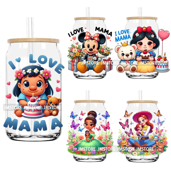 Cute Baby Cartoon Love Mama Mother's Day UV DTF Transfers Stickers Decals For Libbey Cold Cups Mugs Tumbler Waterproof DIY Craft