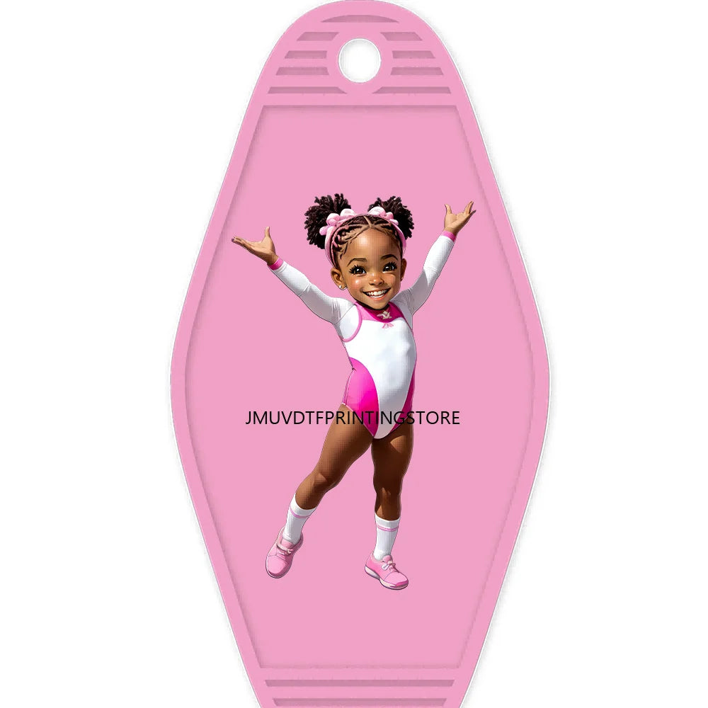 Sport Football Player High Quality WaterProof UV DTF Sticker For Motel Hotel Keychain Black Afro Girls