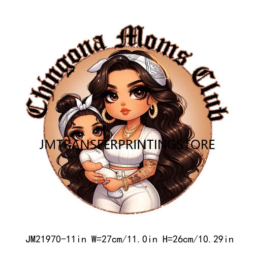 Latina Chicano Mom Iron On Transfer Patches Mama Chingona Mexican Chibi Style Mother's Day DTF Transfer Stickers For Hoodies