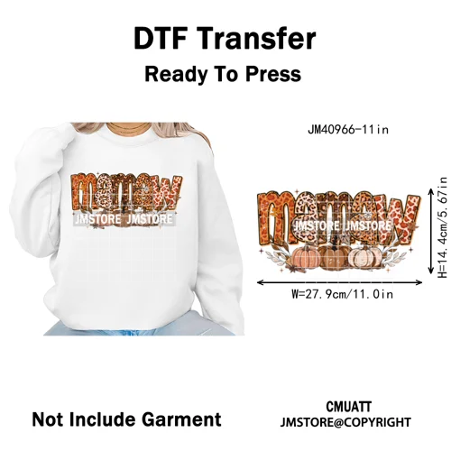 Coquette Preppy Fall Leopard Mama Floral Amen Autumn Pumpkin Season Iron on DTF Transfers Stickers Ready to Press for Textile