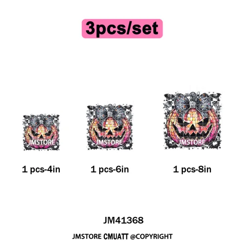 Preppy Coquette Halloween Floral Fall Pumpkin Spooky Season Iron on Washable DTF Transfers Stickers Ready to Press for Clothing