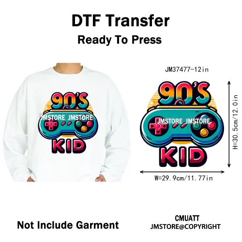 12in Graffiti Hip Hop Music Rap King Lover Video Pro Games Iron on Diy DTF Thermal Transfer Stickers Ready to Press for Clothing