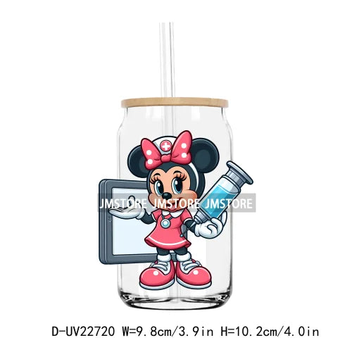 Cartoon Nurse Medical Mouse UV DTF Transfers Stickers Decals For Libbey Cold Cups Mugs Tumbler Waterproof DIY Craft Health Care