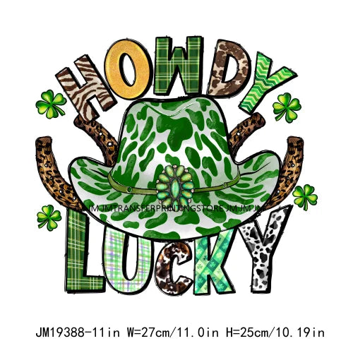 Cheers Lucky Beer Crush Shamrocks Dog Mom Dental Squad Howdy Lucky Irish Day St Patrick's DTF Transfer Stickers Decals For Shirt