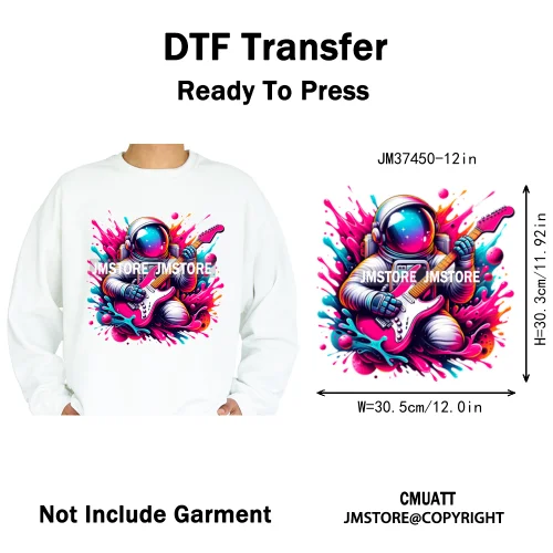 12in Colorful Rap Music Rock Vibes Mud Master Truck Space Trip Graffiti Iron on DTF Transfer Stickers Ready to Press for T-shirt