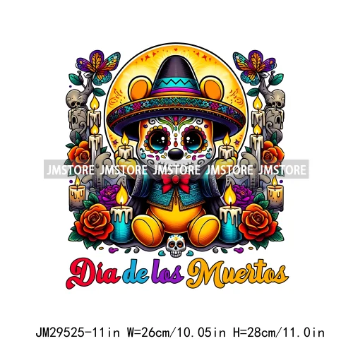 Dia De Los Muertos Mexicao Concha Ghost Cartoon Hispanic Halloween Iron On DTF Transfers Stickers Ready To Press For Clothing