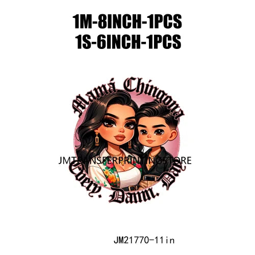 Latina Mexican Chingona Chicana Mom Sayings Hay Comida En La Cas Porque Soy Tu Madre Y Punto DTF Transfer Stickers For Hoodies