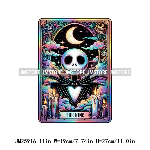 Spooky Horror Halloween Designs Killer King Ghost Death Tarot Card DTF Iron On Transfer Stickers Ready To Press For T-shirt Bags