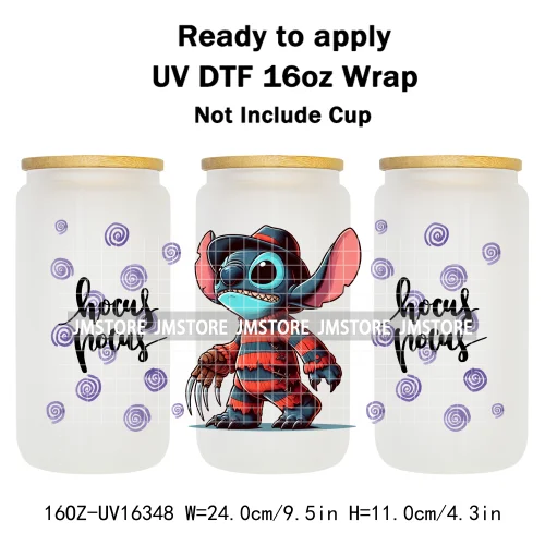 Horror Halloween Cartoon Killers 16OZ UV DTF Cup Wraps Ready To Apply Waterproof Transfer Stickers For Libbey Glass Can Tumbler
